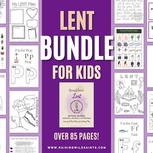 Katolsk fasta Aktivitetspaket Utskrivbara Arbetsblad för barn Liturgisk Hemundervisning 40 dagar Askonsdagen Långfredagen Stilla veckan Fastan Hantverk