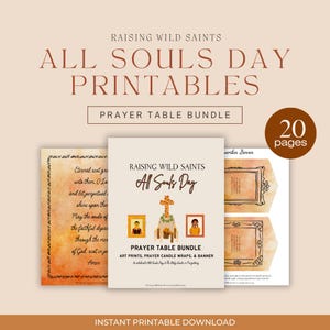 All Souls Day Prayer Table Home Altar Decor Printables | Memento Mori | Catholic Halloween, November Banner | Eternal Rest Candle Wrap