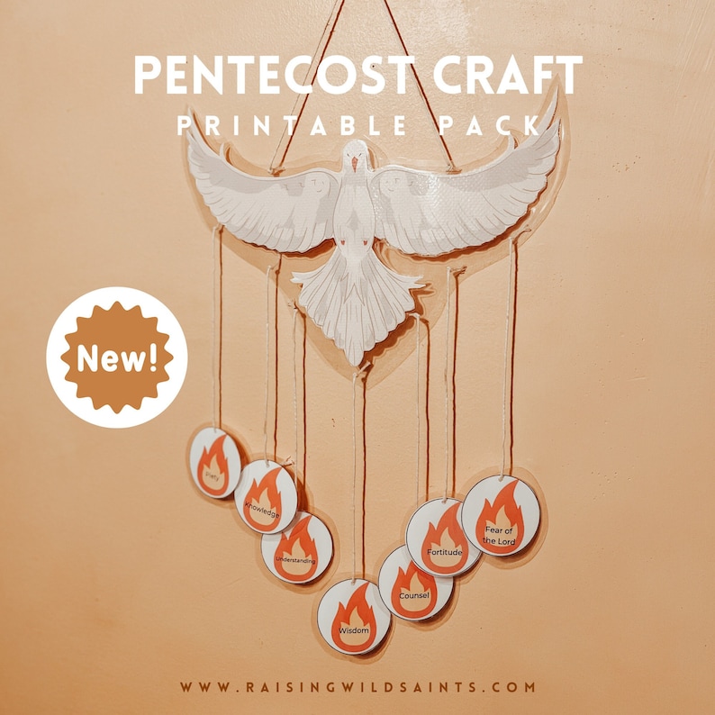 Pentecost Printable Craft & Activity DOWNLOAD, Flame Dove Wall Hanging
