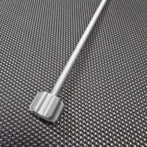 May include: A silver metal tool with a hexagonal head and a long, straight shaft.