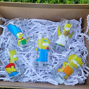 Simpsons Shot Glass Set: Handcrafted Cartoon Gift