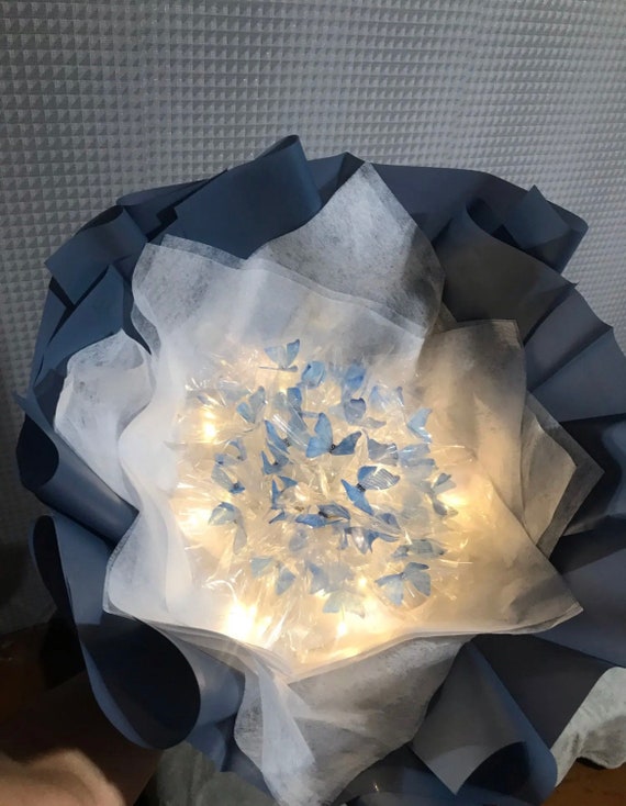 Handmade Butterfly Bouquet With Light String Perfect Wedding Decor And Gift  For Girlfriend DIY Blue Wreath Ribbon In Material Package 230818 From  Gou09, $10.76