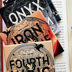 Fantasy Dragon Coaster Set – Book-Inspired Tile Coasters – Fourth Wing Aesthetic Gift – Romantic Fantasy Home Decor