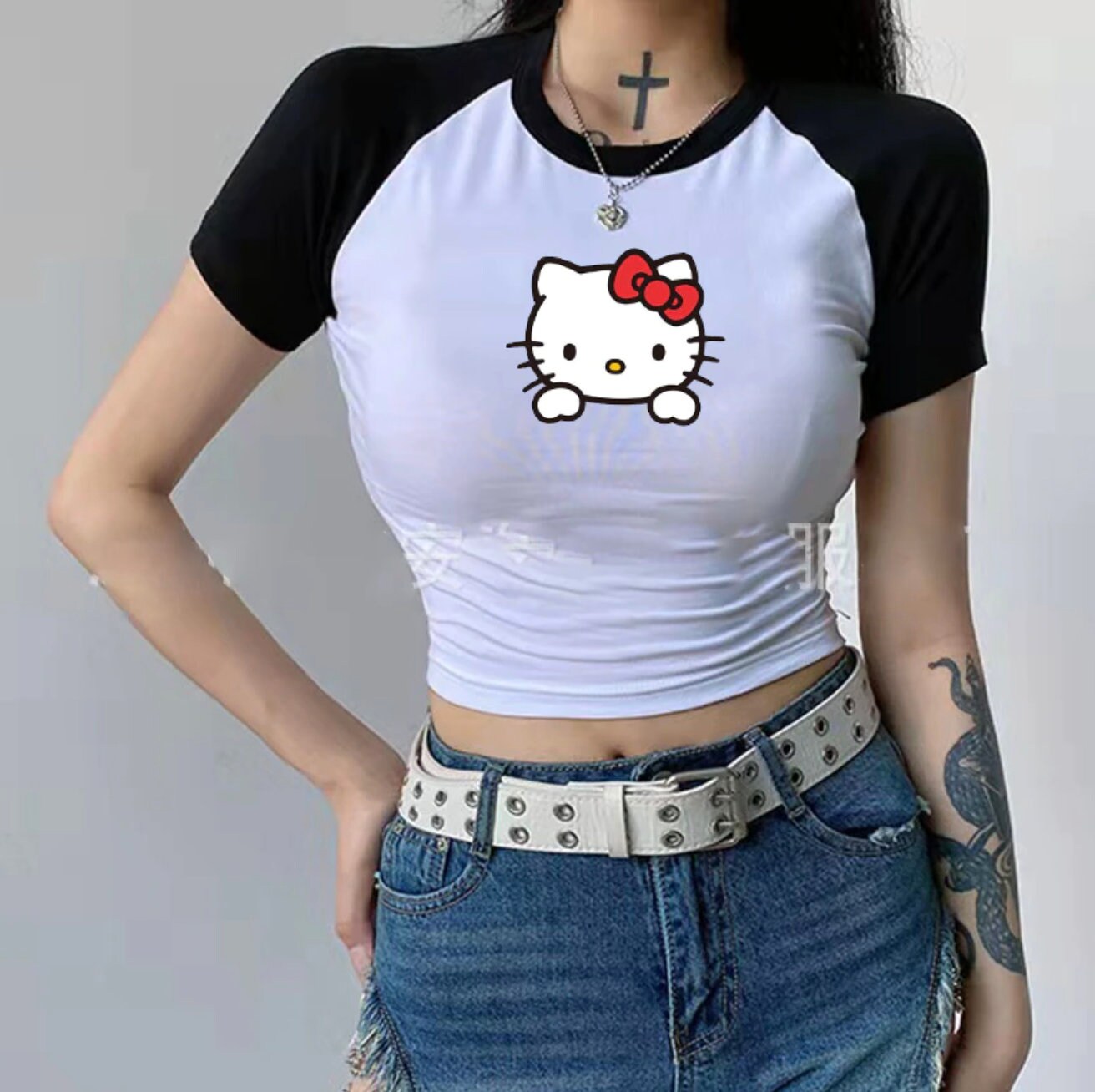 Hello Kitty Pink Y2K Tee Cropped Top Hello Kitty T-shirt - Etsy India