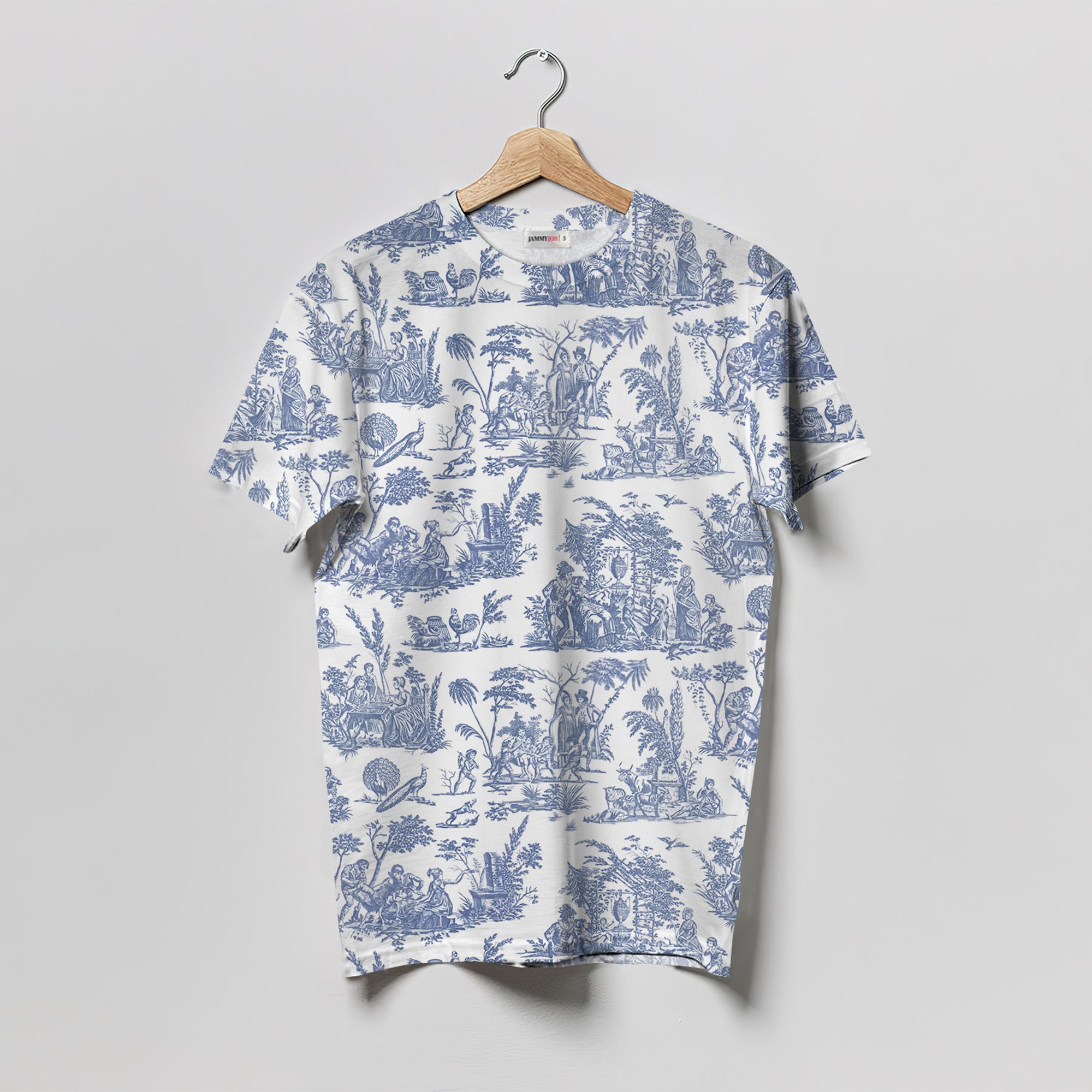 Unisex Marseilles Toile Willow Ware Blue White 3D All Over Print T-shirt