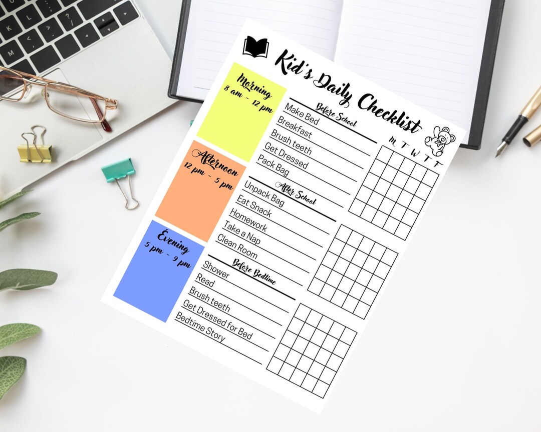 Kid s Daily Checklist Easy Planner Etsy Kid s daily checklist easy planner etsy