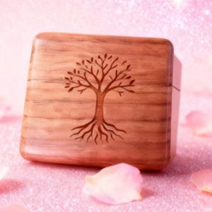 Custom Engraved Walnut Wood  Family Tree Pattern Music Box: 18-Note| 100 Tunes |