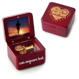 18-Note You Are My sunshine Red Beech Wind-up Music Box Custom Engraving Hand Made Personalized Music Box