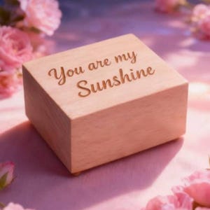 Personalized Beech Wood Music Box | Engraved &#39;You are my sunshine&#39;