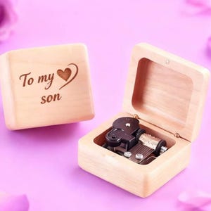 Personalized Beech Wood Music Box – &quot;To My Son&quot;  | 70 Tunes |