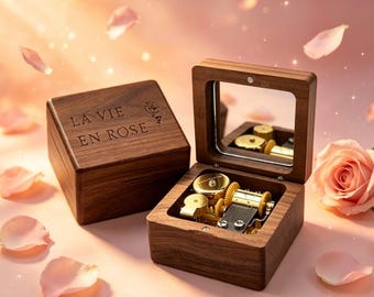 LADY-MATE 木製ジュエリーボックス Vintage Lady Mate Japanese Music Jewellery Box With Flower