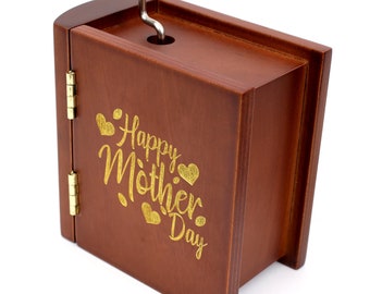 18-notities boek Happy Mother Day handslinger muziekdoos | Aangepaste houtgravure | Veel aangepaste melodieën, handgemaakt en gepersonaliseerd (beste cadeau voor mama)