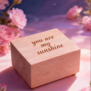 Personalized Beech Wood Music Box | Engraved &#39;You are my sunshine&#39;