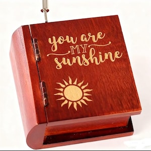You Are My Sunshine with sun logo Hand Crank Custom Engraved Wood Music Box