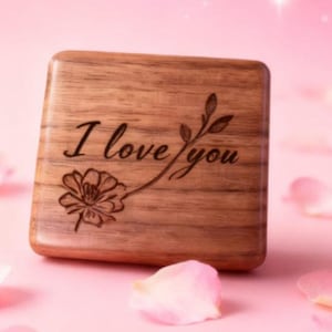 Custom Engraved Walnut Music Box: I Love You with Flower