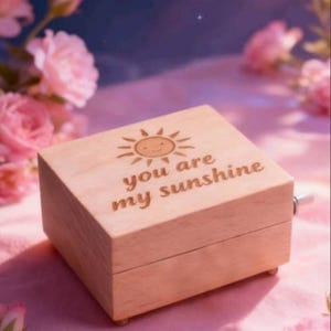 Personalized Beech Wood Music Box | Engraved &#39;You are my sunshine&#39;