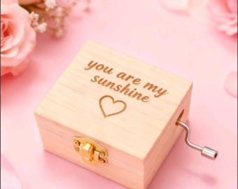 You Are My Sunshine heart logo Hand Crank Music box