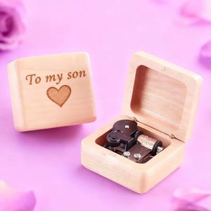 Personalized Beech Wood Wind up Music Box - &#39;&quot; TO MY SON  &#39;&#39; | 70 Tunes |