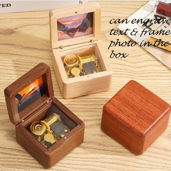 Anniversary gifts  couple, kid | Music Box with your own photo | Custom Engraving |  70 Tunes | Hand Made Personalized Music Notes Music Box