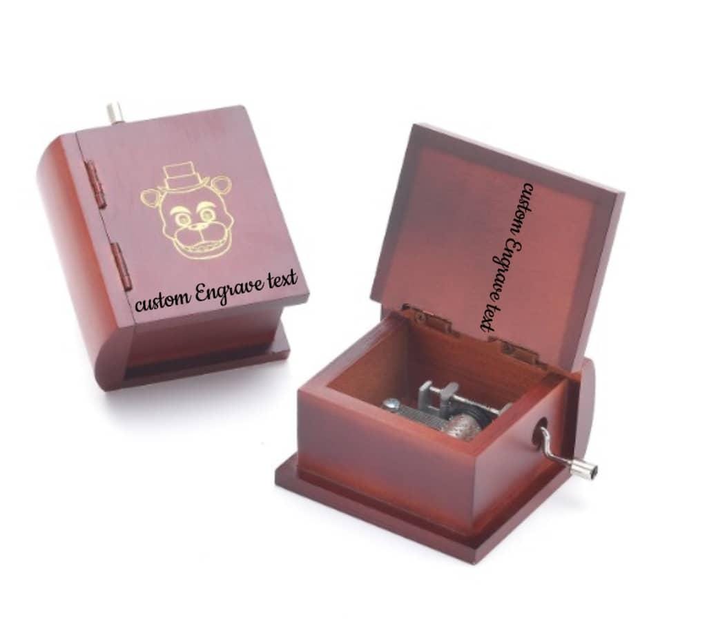 18-Notes Wood Book Custom Engrave Text Hand Crank Music Box | Custom Engraving | Five Nights At Freddy's Hand crank Music Box