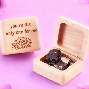 Personalized Beech Wood Wind up Music Box - &#39;&quot; You&#39;re the only one for me   &#39;&#39; | 70 Tunes |