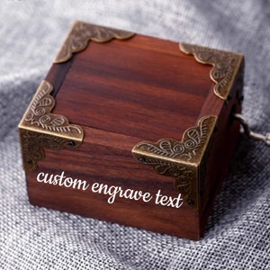 18-Note Custom Tune Classic Vintage Hand Crank Music Box | Custom Engraving | Many Custom Tunes Hand Made Personalized Music Notes Music Box