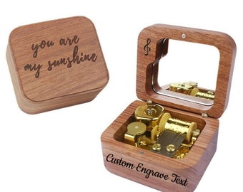 You Are My Sunshine Walnut Have Custom Engrave Service Wind Up Music Box