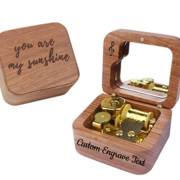 You Are My Sunshine Walnut Have Custom Engrave Service Wind Up Music Box