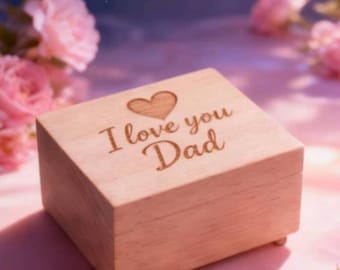 Personalized Rectangle Beech Wood Music Box | I love you Dad | 18-Note Movement | 80 songs |