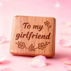 Custom Engraved To My Girlfriend Walnut Wood Music Box: Anniversary Gift | 70 Tunes|