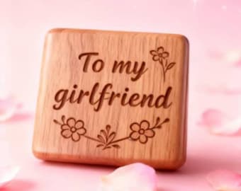 Custom Engraved To My Girlfriend Walnut Wood Music Box: Anniversary Gift | 70 Tunes|