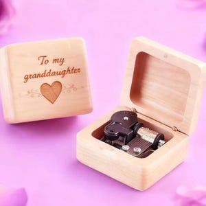 Personalized Beech Wood Music Box | To my granddaughter|  70 tunes