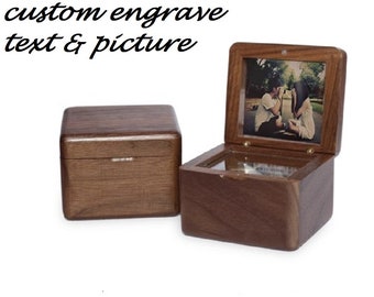 Anniversary Birthday Christmas  Gift  | Music Box with your own photo Custom Engraving |  70 Tunes | Hand Made Personalized Music Box