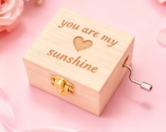 You Are My Sunshine & heart logo Hand Crank Music box
