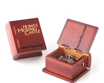18-Noten-Merry Go Round of Life | Howls Moving Castle Buch-Handkurbel-Spieluhr | Individuelle Gravur | Handgefertigte personalisierte Spieluhr