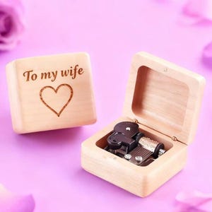 Personalized Beech Wood Music Box - &#39;To My Wife&#39;  | 70 Tunes |