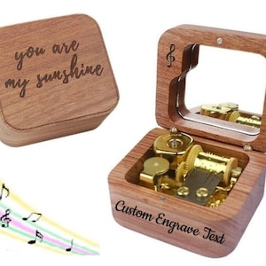 Sie sind mein Sonnenschein Walnuss haben benutzerdefinierten Gravurservice Wind Up Music Box