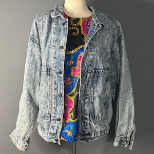 Vintage 80s Jordache Acid Wash Denim Jacket| Distressed Retro Streetwear| Size Medium