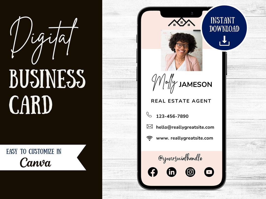 Digital Business Card Canva Template Molly Real Estate Modern Business