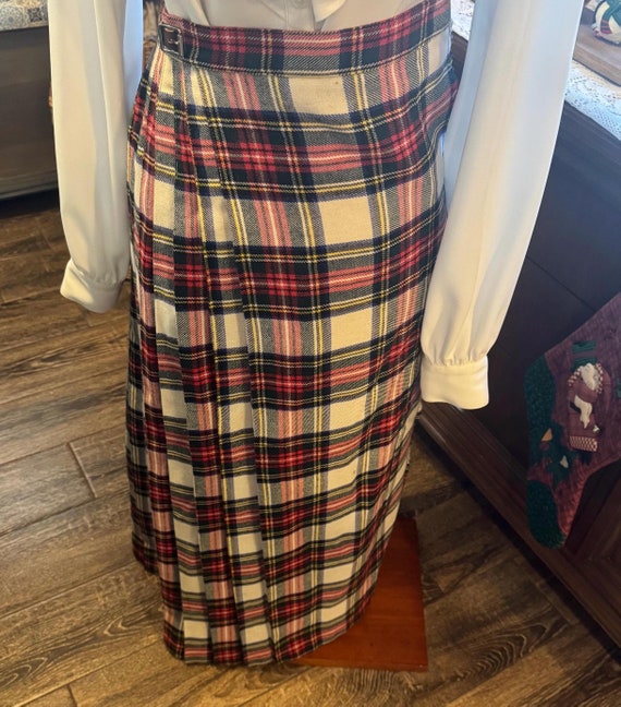 Vintage Multicolor Alexander's Tartan Plaid Wool Wrap Skirt Red