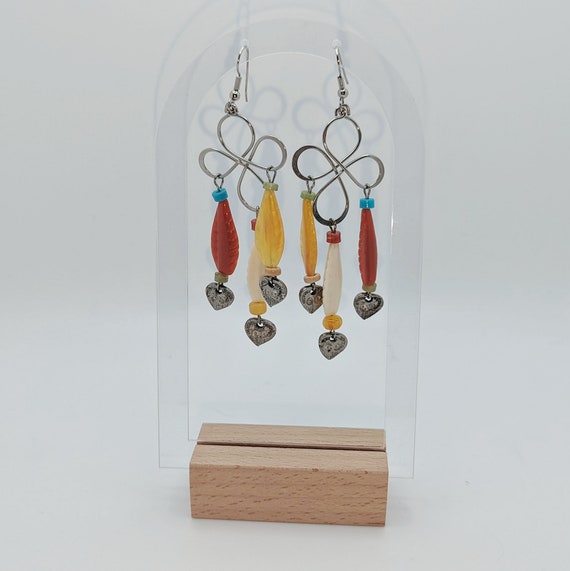 Vintage Feather Flower Dangles - image 2