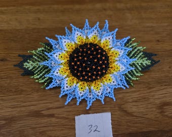 Beaded 3-D sunflower Barrette