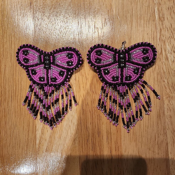Pair of Small Beaded Butterfly Barrettes