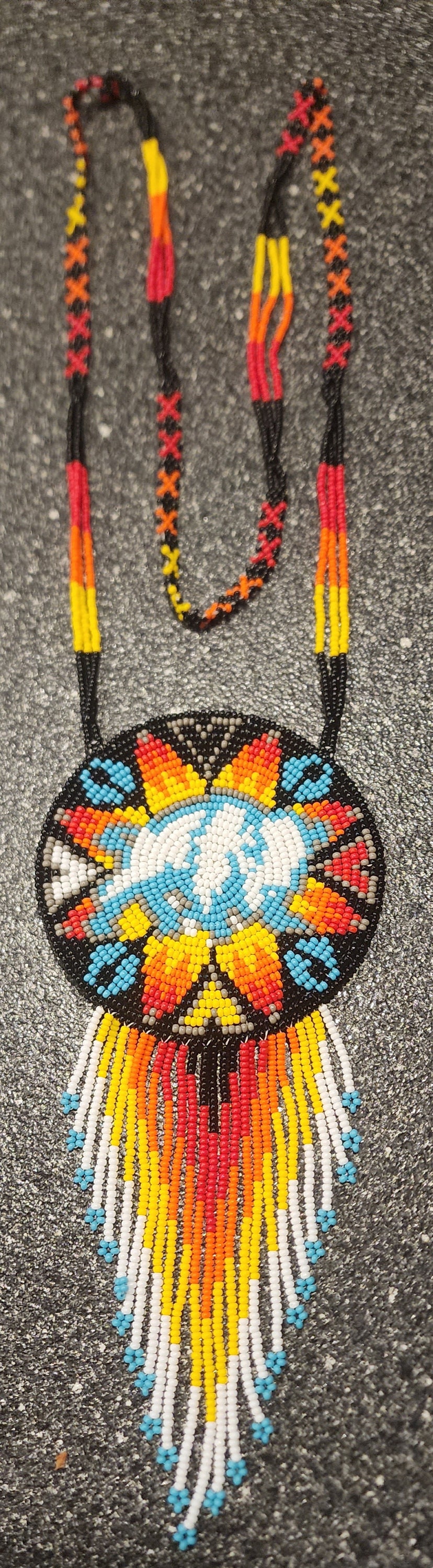 Beaded Medallion Necklace With a White Buffalo Design - Etsy