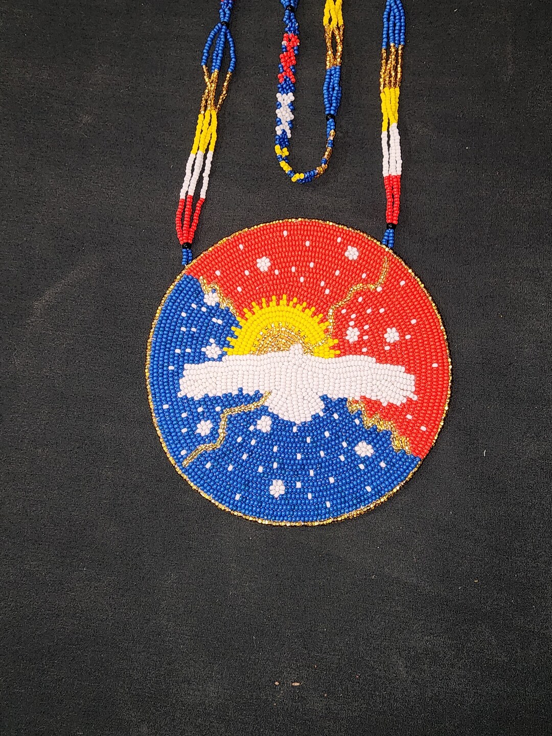 Beaded Medallion Necklace With an Eagle Design Etsy