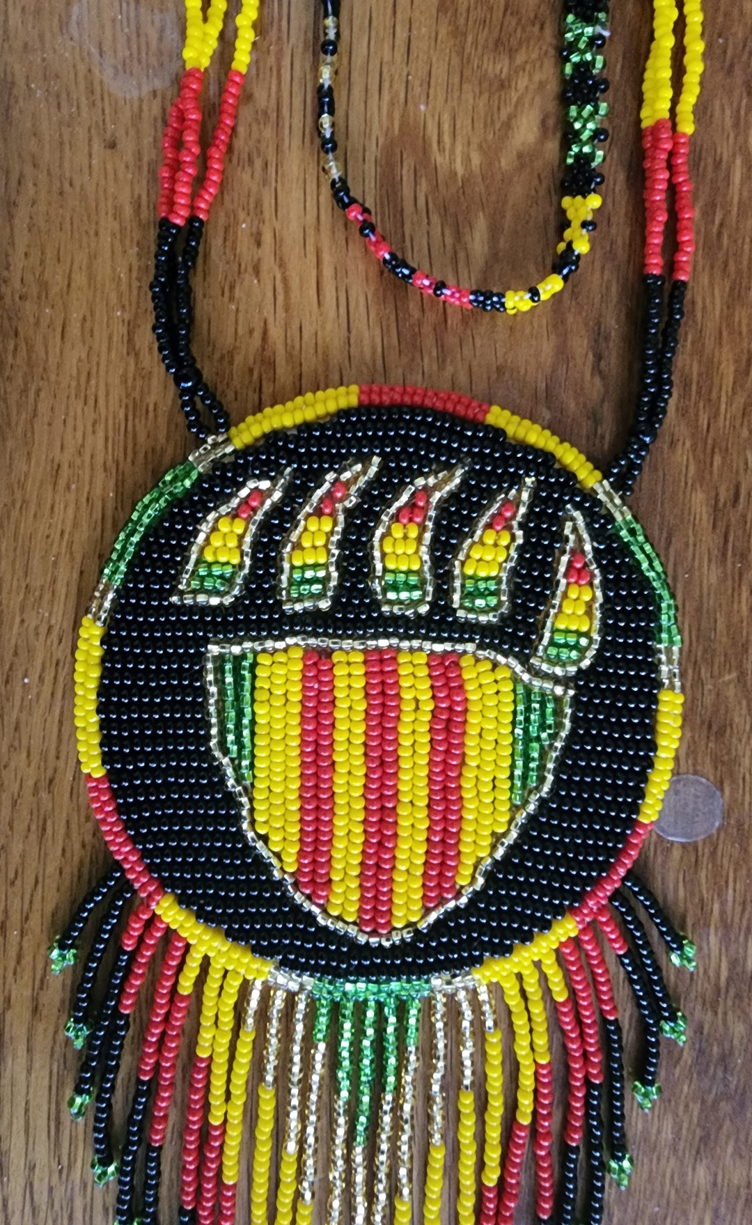 Beaded Bear Paw Medallion Necklace Vietnam Veteran's - Etsy