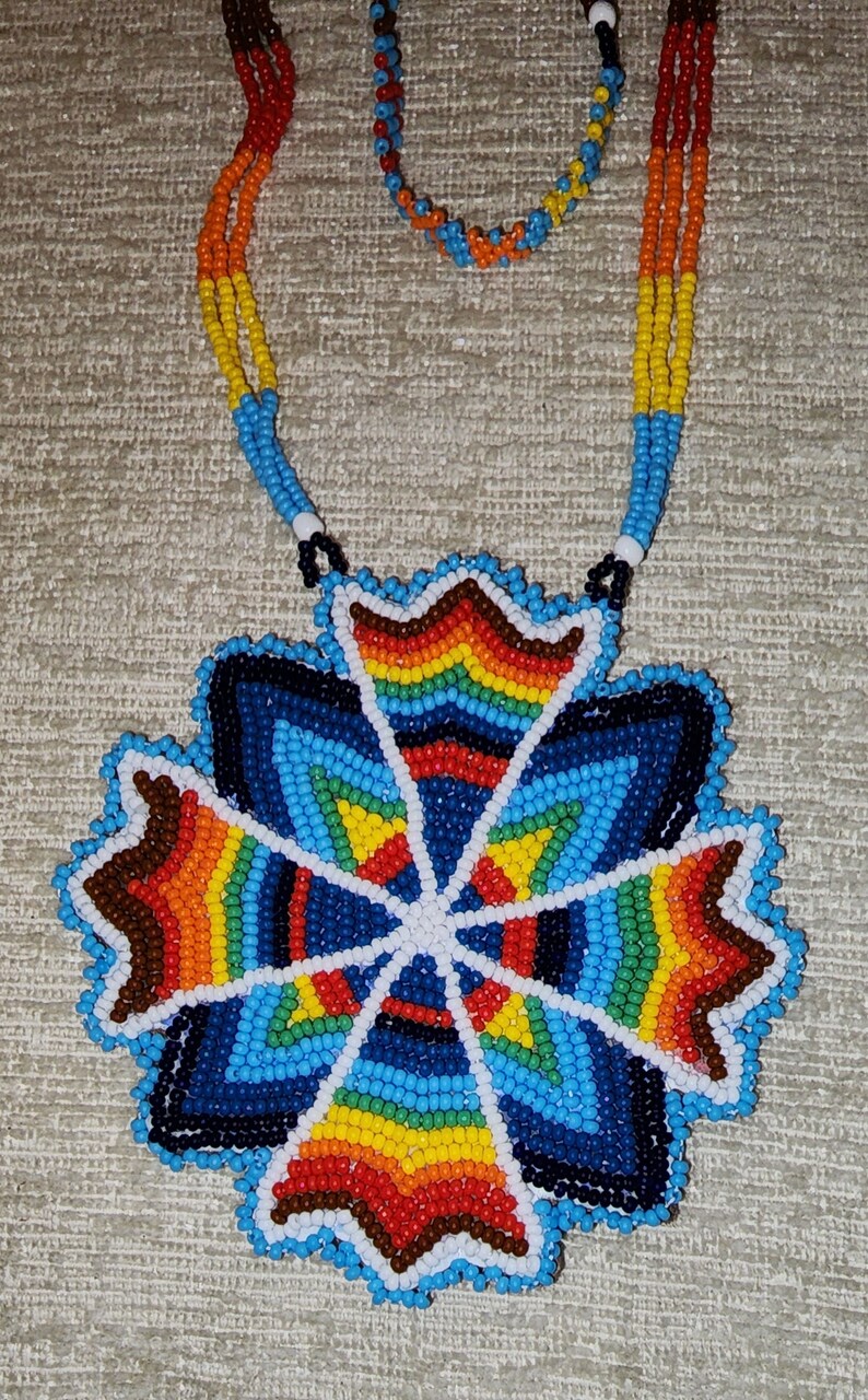 Beaded Medallion Necklace Etsy