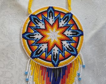 Applique beaded Medallion Necklace