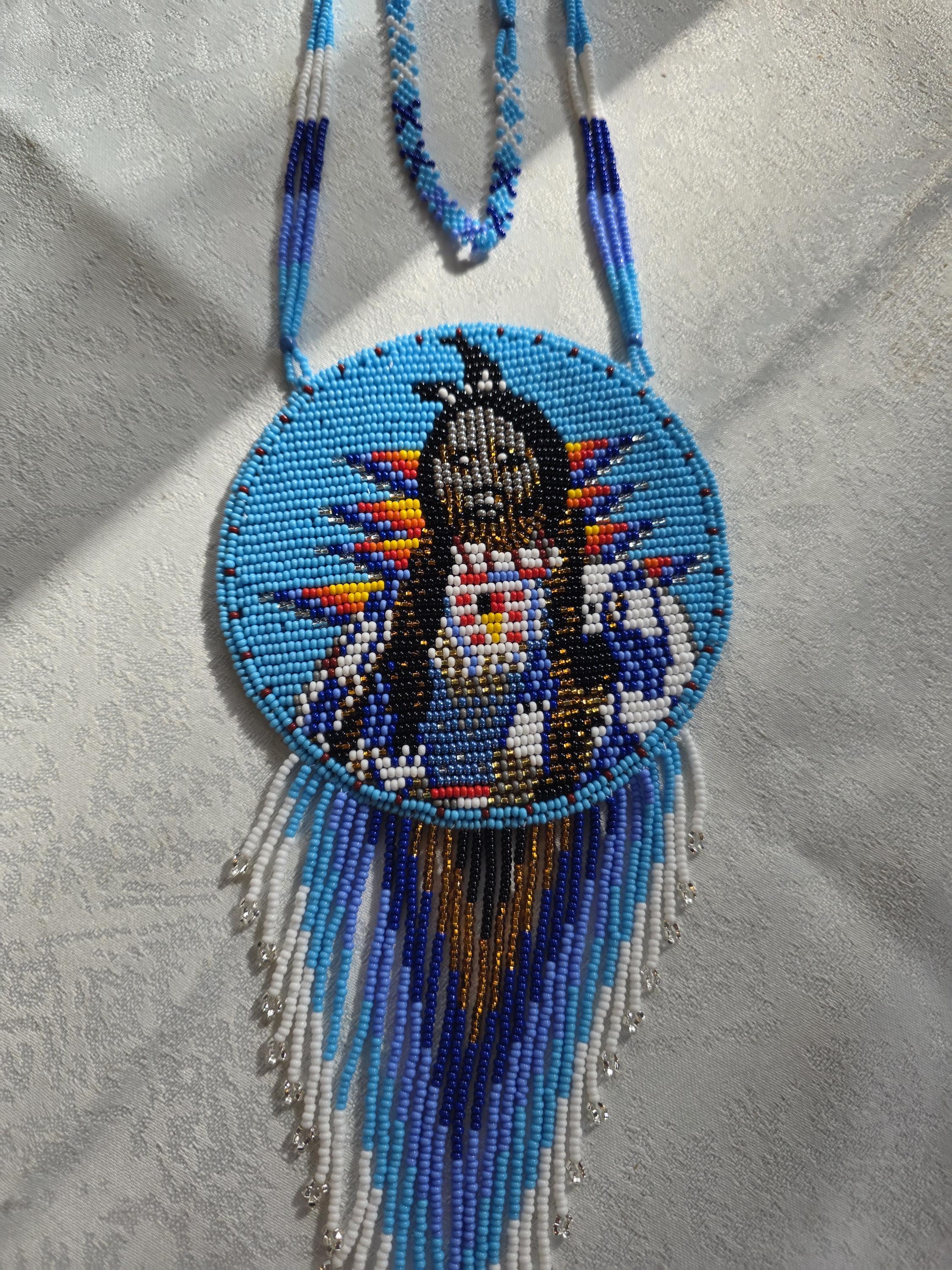 Applique Beaded Medallion Necklace