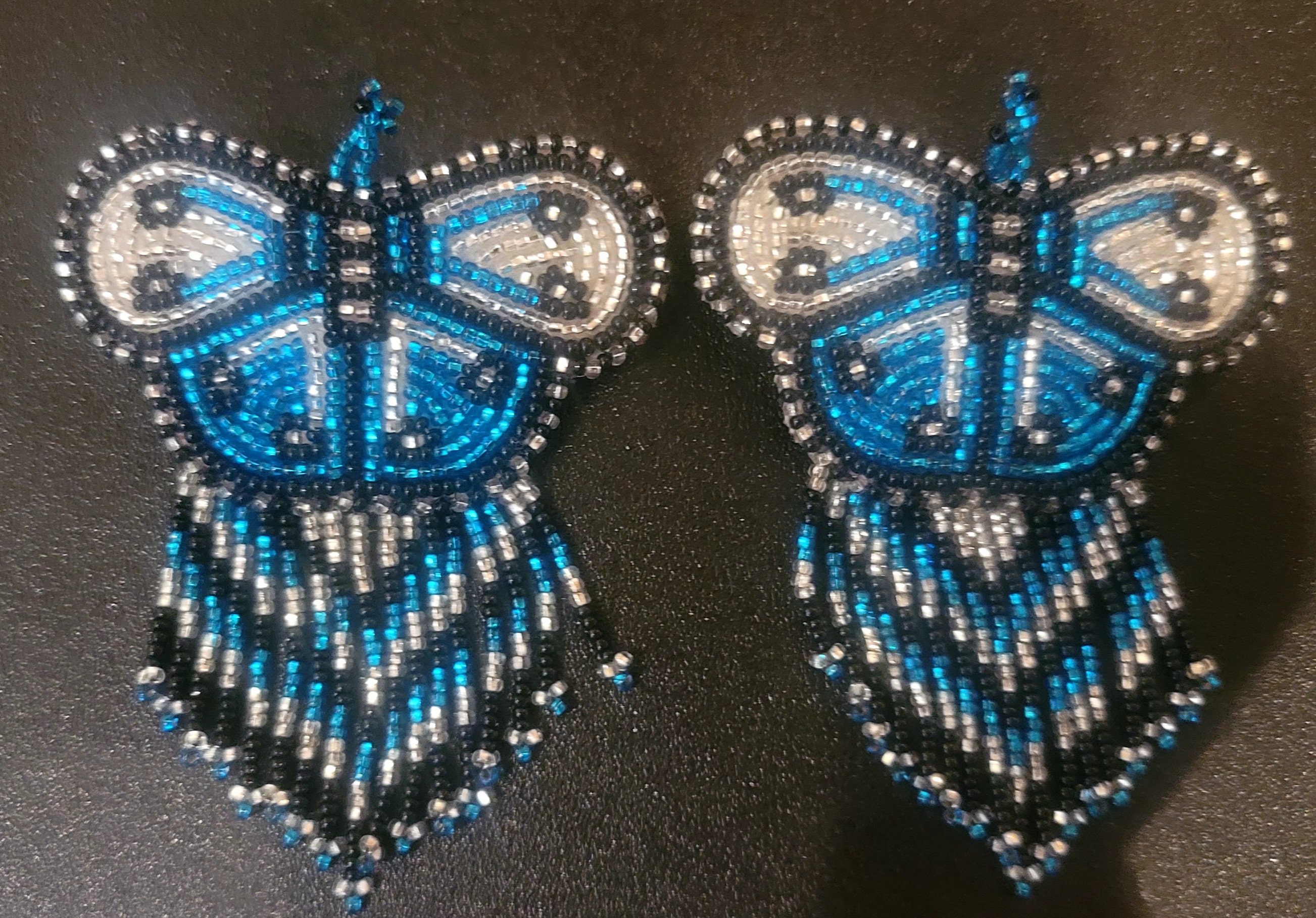 Pair of Small Beaded Butterfly Barrettes Etsy